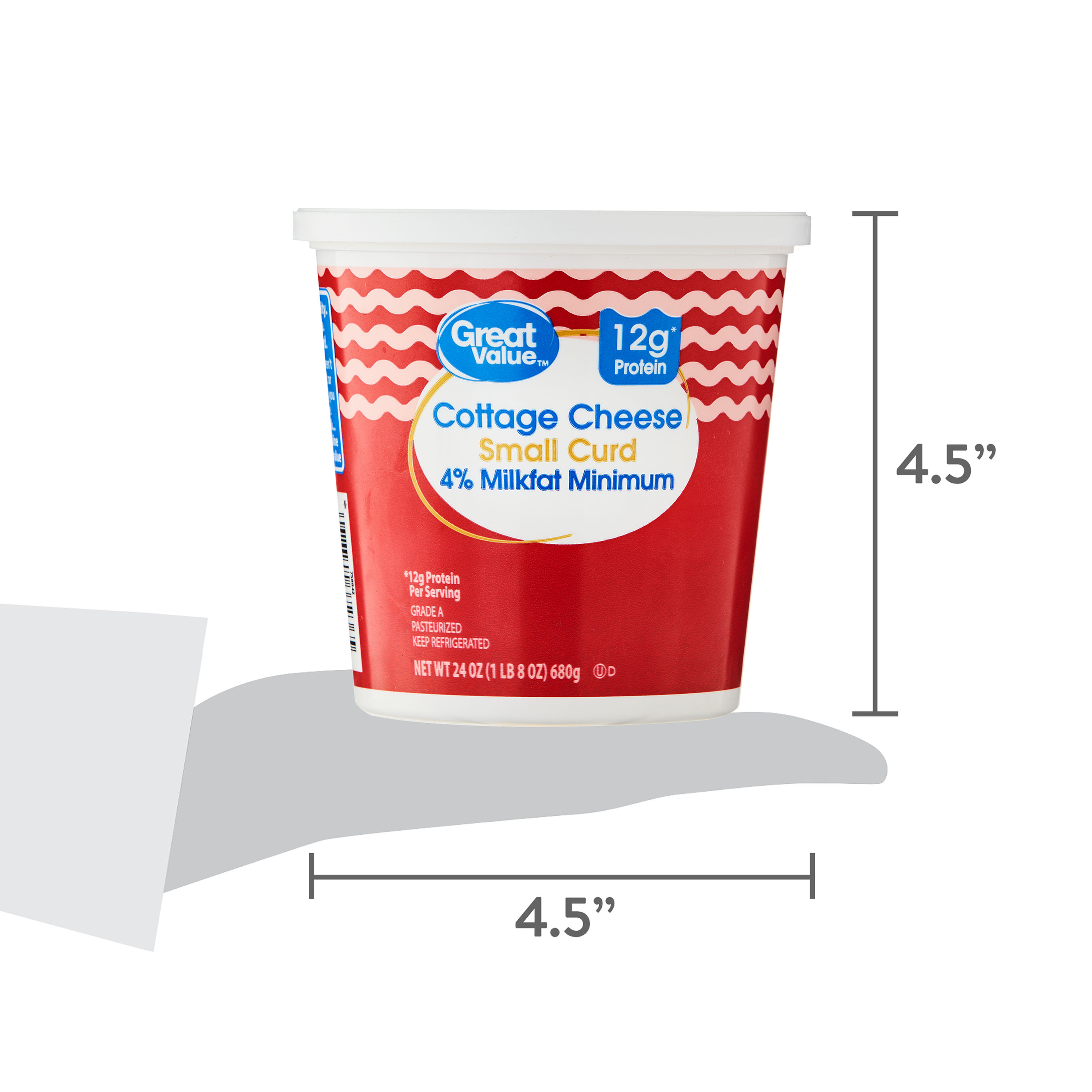 Great Value 4% Milkfat Minimum Small Curd Cottage Cheese, 24 oz thumbnail 2