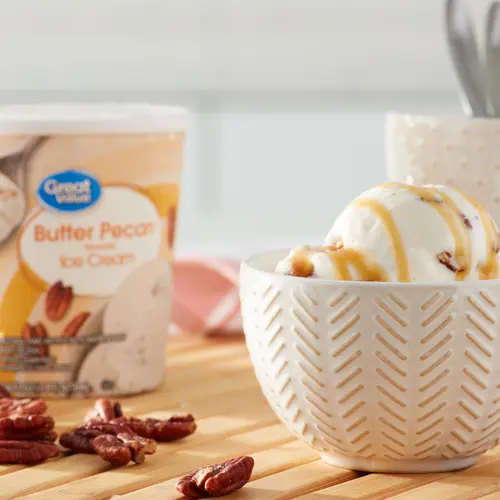 Great Value Butter Pecan Flavored Ice Cream, 16 fl oz thumbnail 2