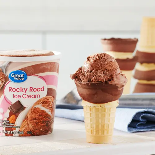 Great Value Rocky Road Ice Cream, 16 fl oz thumbnail 2