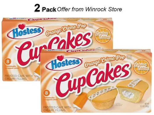 HOSTESS Limited Edition Orange CrÃ¨me Pop Artificially Flavored CupCakes, Creamy Filling, 8 Count, 13.5 oz (2 Pack)13