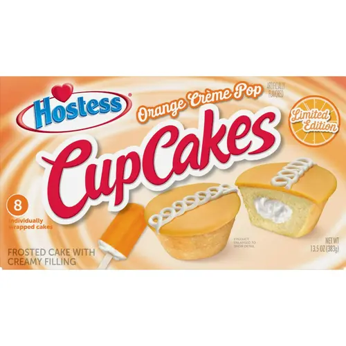 HOSTESS Limited Edition Orange CrÃ¨me Pop Artificially Flavored CupCakes, Creamy Filling, 8 Count, 13.5 oz (2 Pack)13 thumbnail 4