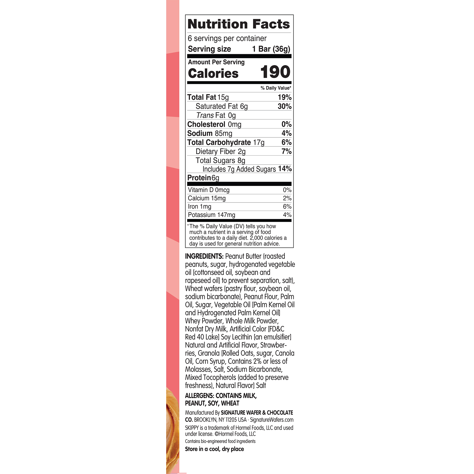 SKIPPY P.B. & Jelly Strawberry Jelly-Coating & Peanut Butter Wafer bars - 6 Individually Wrapped Snack Bars - 1.3 Oz (36 thumbnail 3