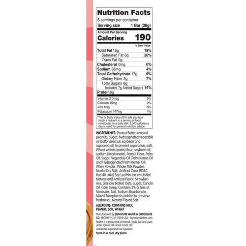 SKIPPY P.B. & Jelly Strawberry Jelly-Coating & Peanut Butter Wafer bars - 6 Individually Wrapped Snack Bars - 1.3 Oz (36 thumbnail 3