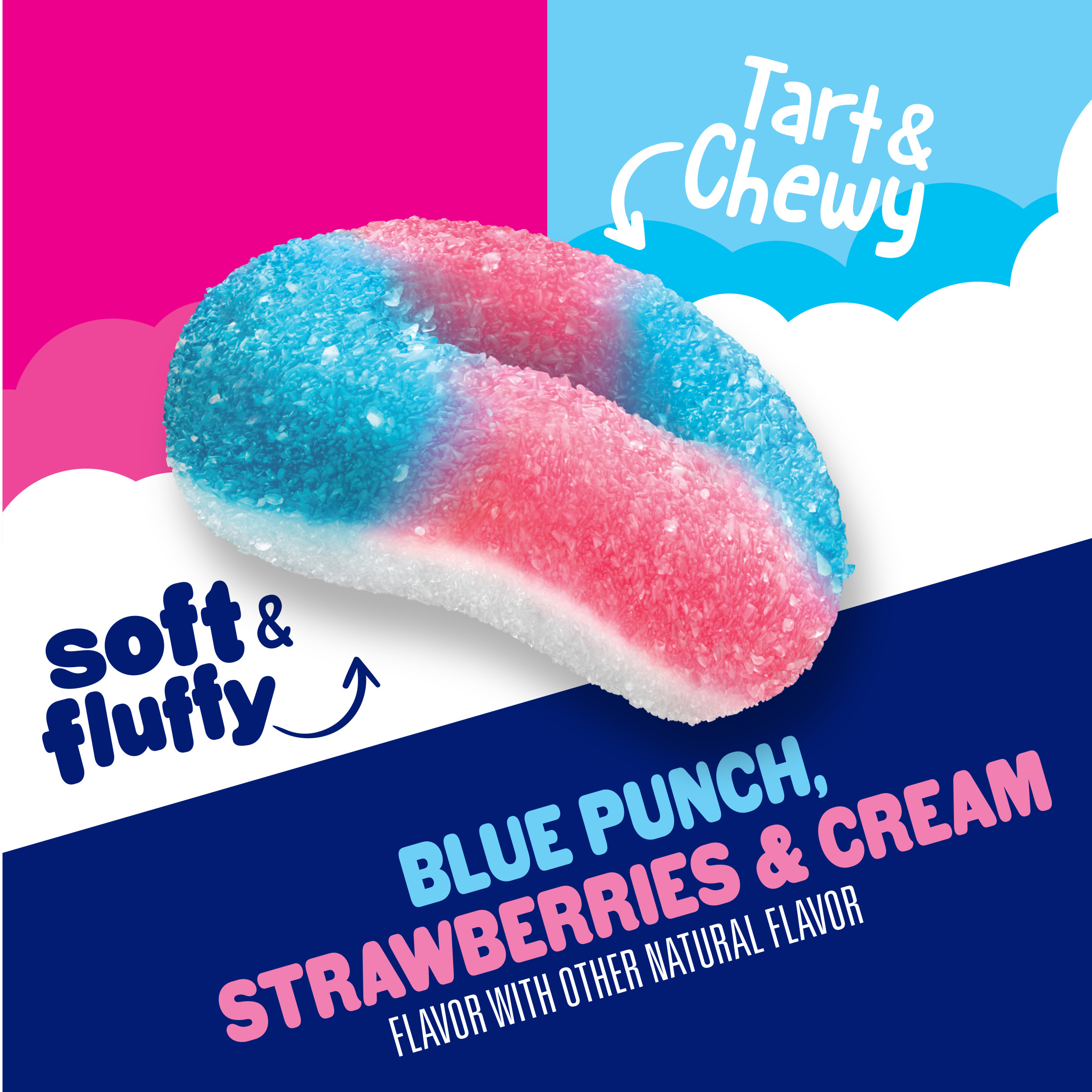 SweeTARTS Gummy Halos, Candy, Blue Punch and Strawberries and Cream, Tart and Chewy, Soft and Fluffy, 3.5 oz thumbnail 3
