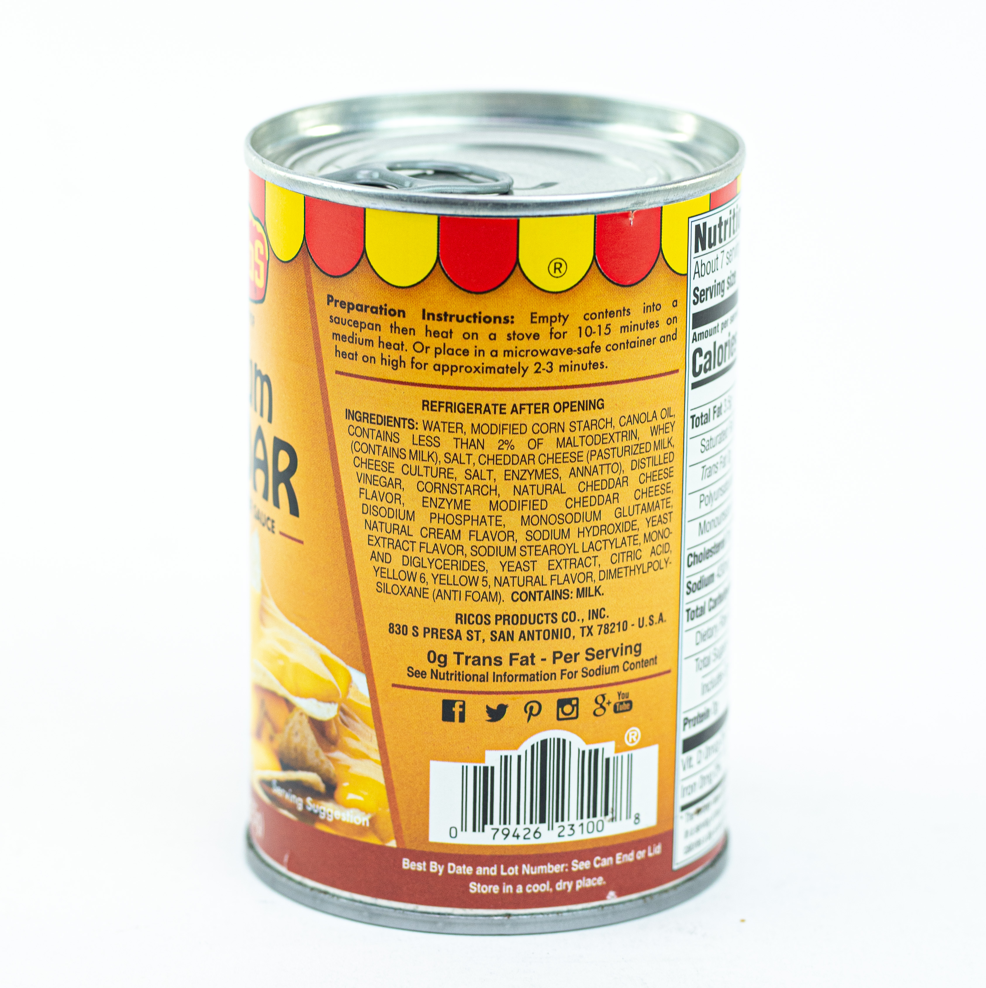 Ricos Premium Cheddar Aged  Ready to Serve Cheese Sauce, 15 oz Can, Shelf-Stable Liquid thumbnail 4