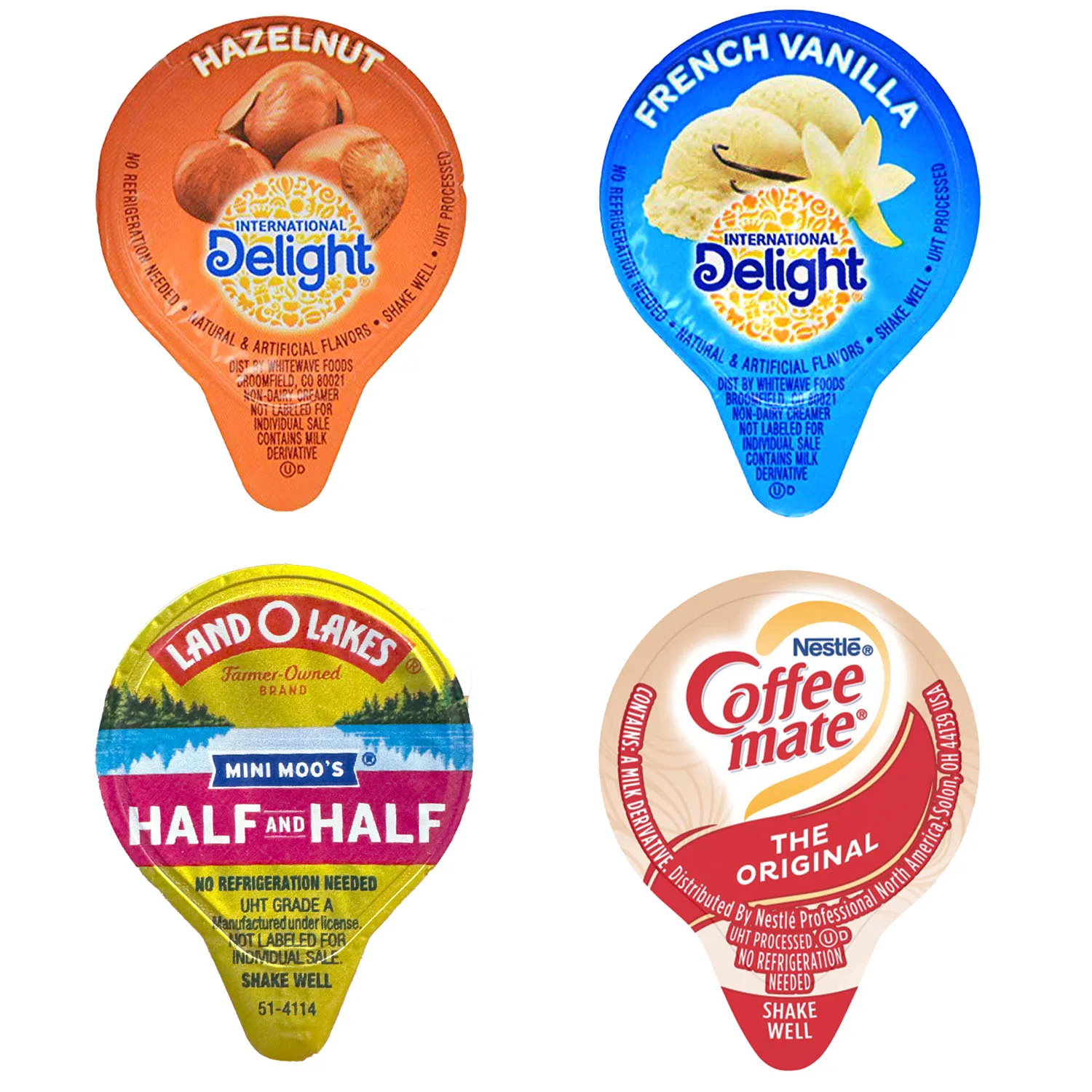 International Delight Hazelnut, French Vanilla + Coffee Mate Original + Land O Lakes Mini Moo's Half and Half Coffee Creamers l 