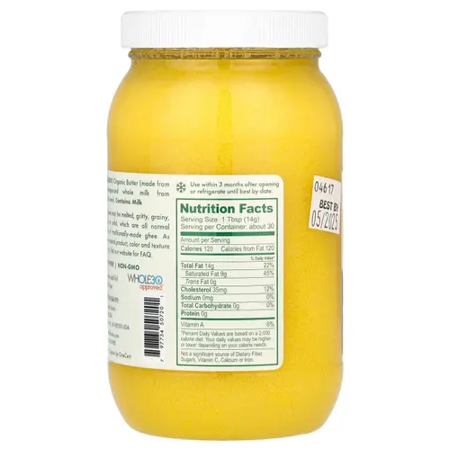 Pure Indian Foods Organic Artisanal Clarified Butter, Original Ghee, 15 oz (425 g) thumbnail 2