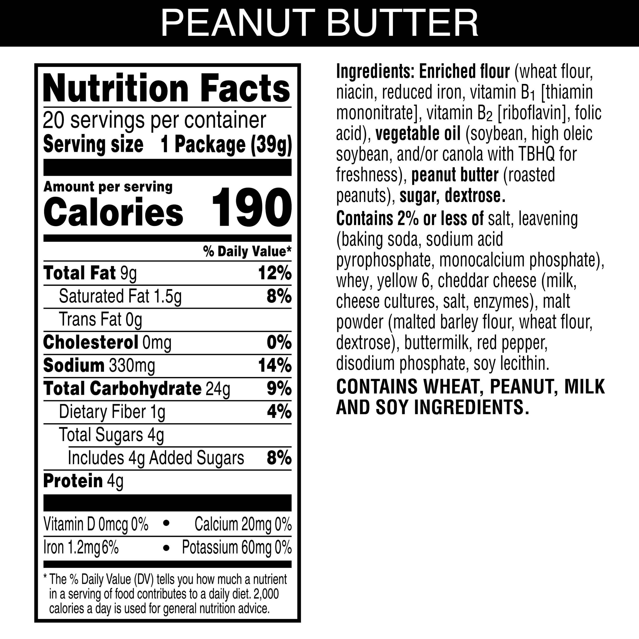 Austin Peanut Butter on Cheese Sandwich Crackers, Single Serve Snack Crackers, 20 Count thumbnail 3