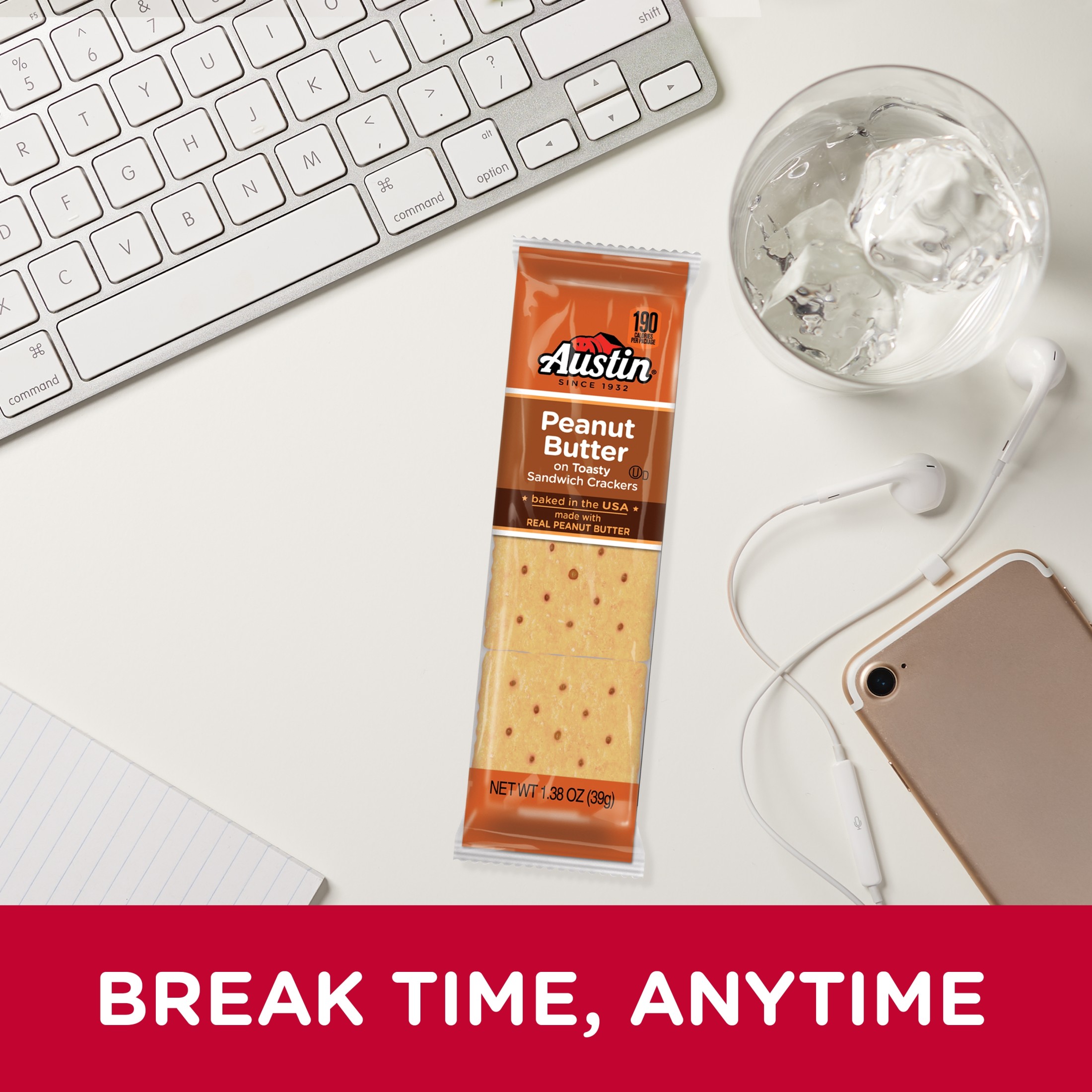 Austin Peanut Butter on Toasty Sandwich Crackers, Single Serve Snack Crackers, 20 Count thumbnail 4