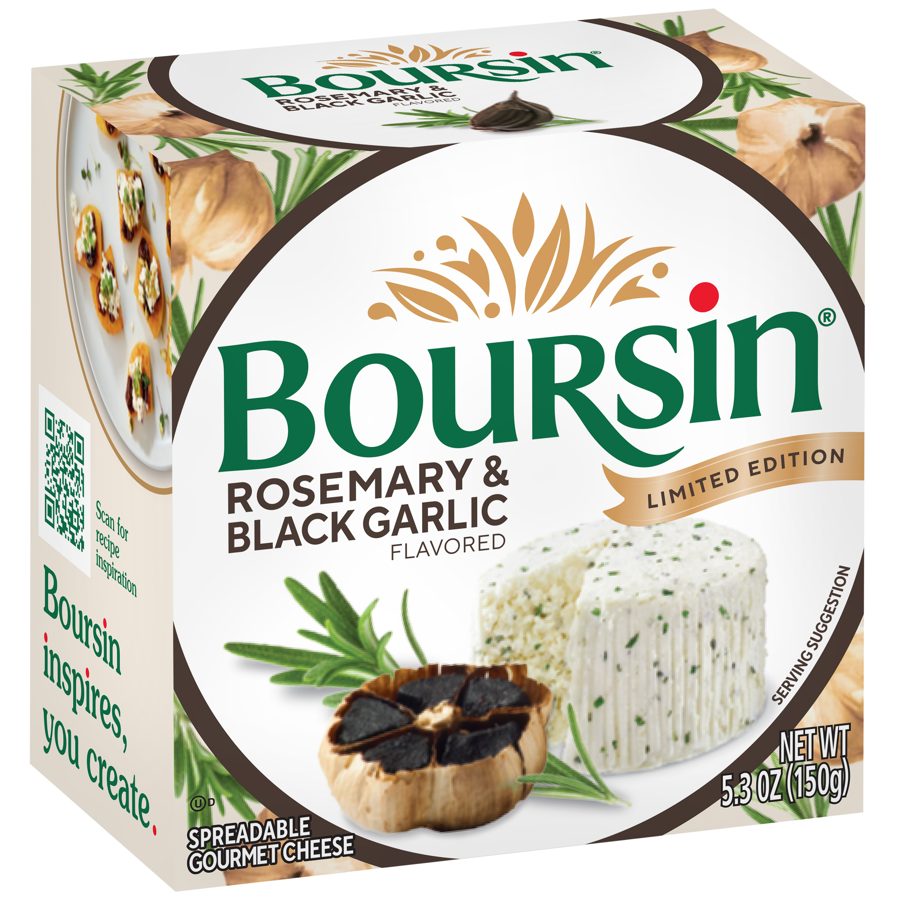 Boursin Rosemary Black Garlic Cheese Spread, 5.3oz, Box, Puck, Refrigerated thumbnail 2