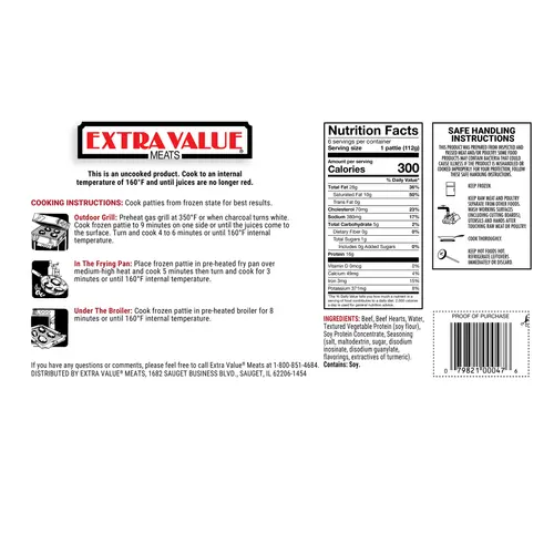 Extra Value Quarter Pound Beef Patties, 20 Count, 4oz Patties, 5lb, Dairy-Free, (Frozen) thumbnail 4