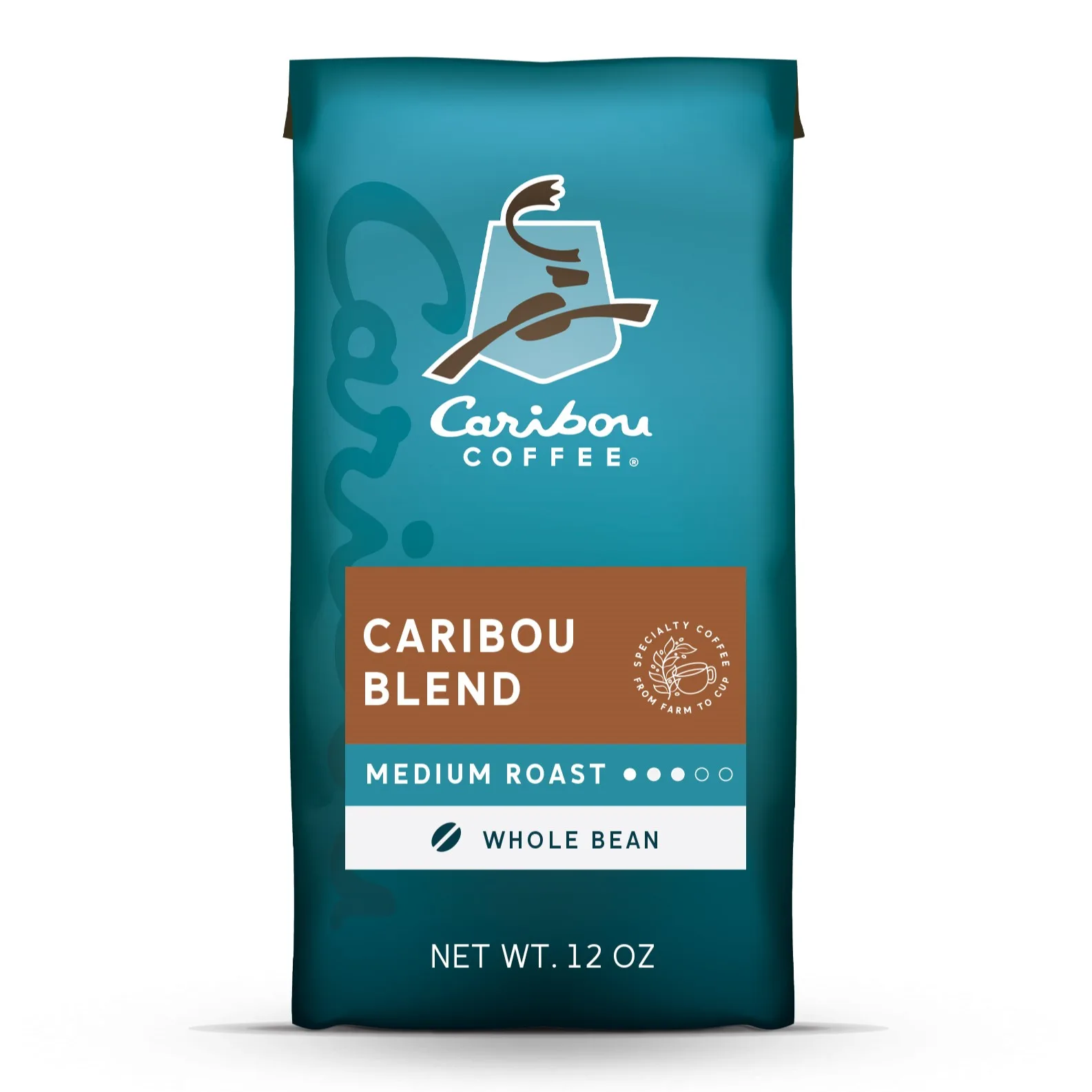 Caribou Coffee Caribou Blend Premium Medium Roast Whole Bean Coffee, Arabica, 12 oz