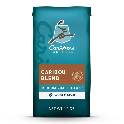 Caribou Coffee Caribou Blend Premium Medium Roast Whole Bean Coffee, Arabica, 12 oz