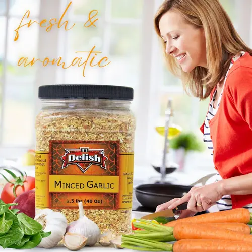 Dried Minced Garlic by Its Delish, 2.5 lbs 40 Oz Jumbo Container Jar  All Natural Peeled Chopped Garlic Cloves Dehydrated, No Pr thumbnail 3
