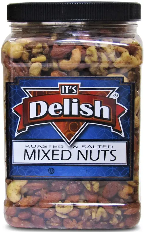 Deluxe Roasted Salted Mixed Nuts in Sea Salt by Its Delish  Bulk 2 lbs Jumbo Reusable Container Jar - Premium Roasted Nut Mix Wi thumbnail 2