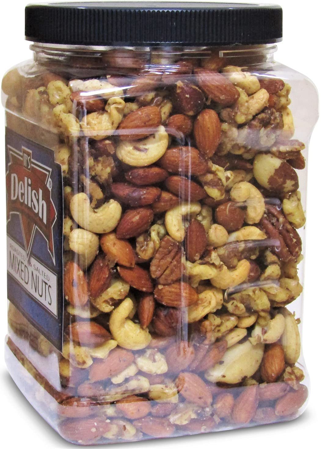 Deluxe Roasted Salted Mixed Nuts in Sea Salt by Its Delish  Bulk 2 lbs Jumbo Reusable Container Jar - Premium Roasted Nut Mix Wi thumbnail 3