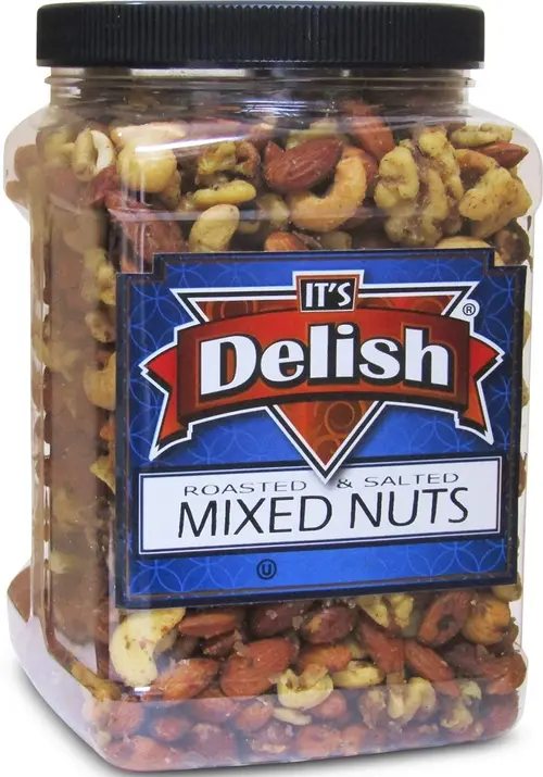Deluxe Roasted Salted Mixed Nuts in Sea Salt by Its Delish  Bulk 2 lbs Jumbo Reusable Container Jar - Premium Roasted Nut Mix Wi thumbnail 4