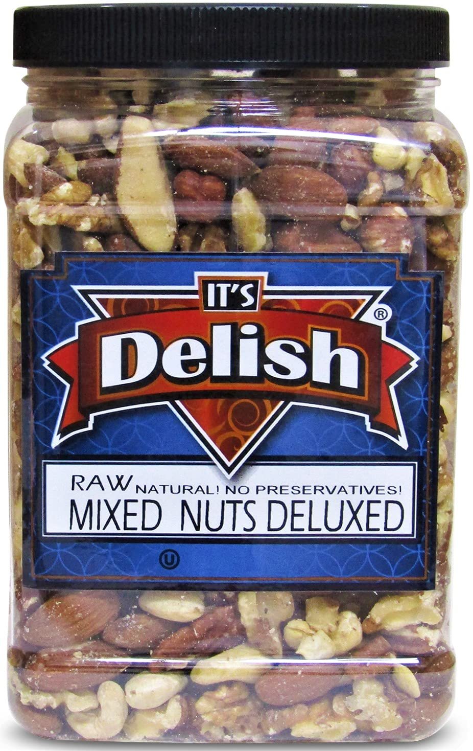 Deluxe Raw Mixed Nuts with No Peanuts by Its Delish, Bulk 2 lbs Jumbo Reusable Container  Premium Raw Unsalted Nut Mix Without P thumbnail 3