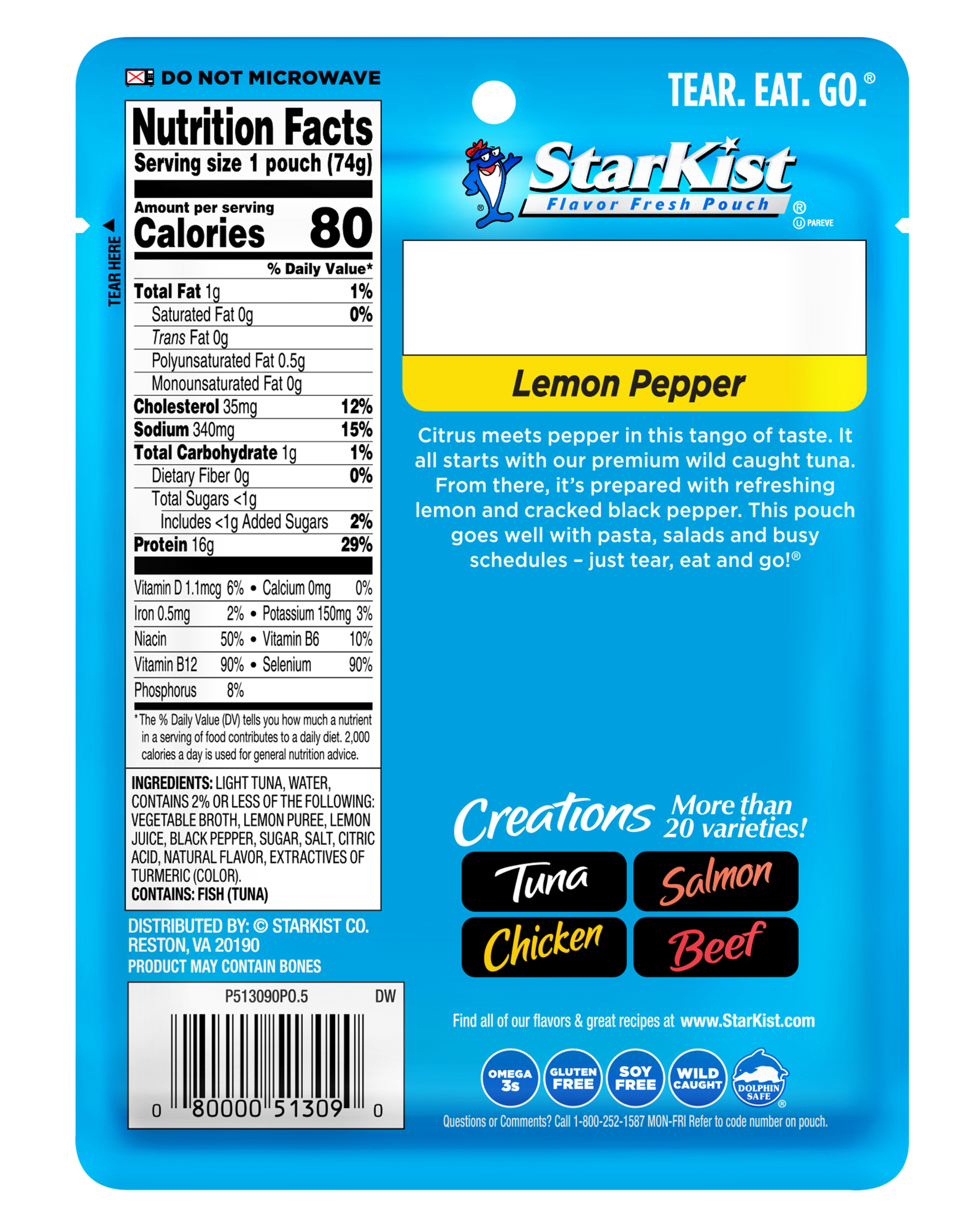 StarKist Tuna Creations, Lemon Pepper, 2.6 oz Pouch thumbnail 4
