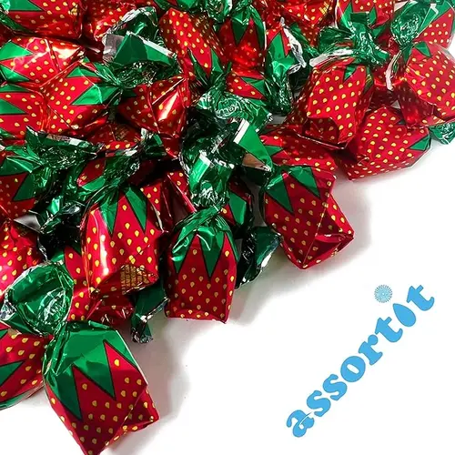 Classic Strawberry Bon Bons - Chewy Filled Strawberry Hard Candy, Individually Wrapped, 1 lb (16 oz) thumbnail 2
