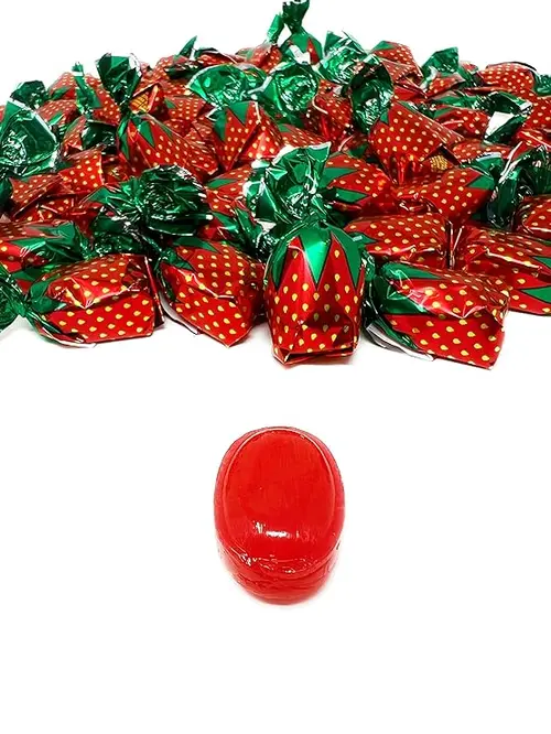Classic Strawberry Bon Bons - Chewy Filled Strawberry Hard Candy, Individually Wrapped, 1 lb (16 oz) thumbnail 3
