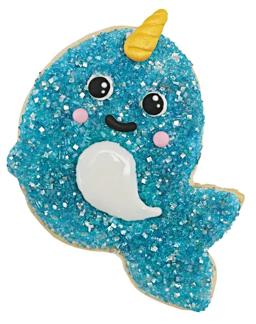 Bakery Bling Narwhal Designer Cookie Kit, 8 Cookies, Icing, Glittery Sugar, Candy Accessories, Nut Free thumbnail 4
