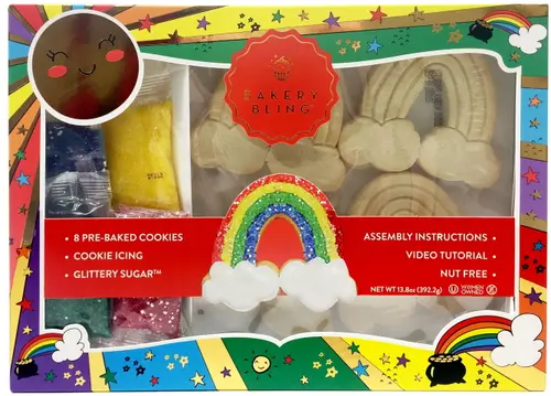 Bakery Bling Lucky Rainbow Designer Cookie Kit, 13.8oz, 8ct Vanilla Cookies