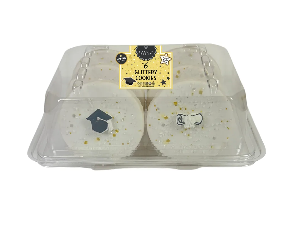 Bakery Bling Graduation Round Designer Decorated Cookies 6ct