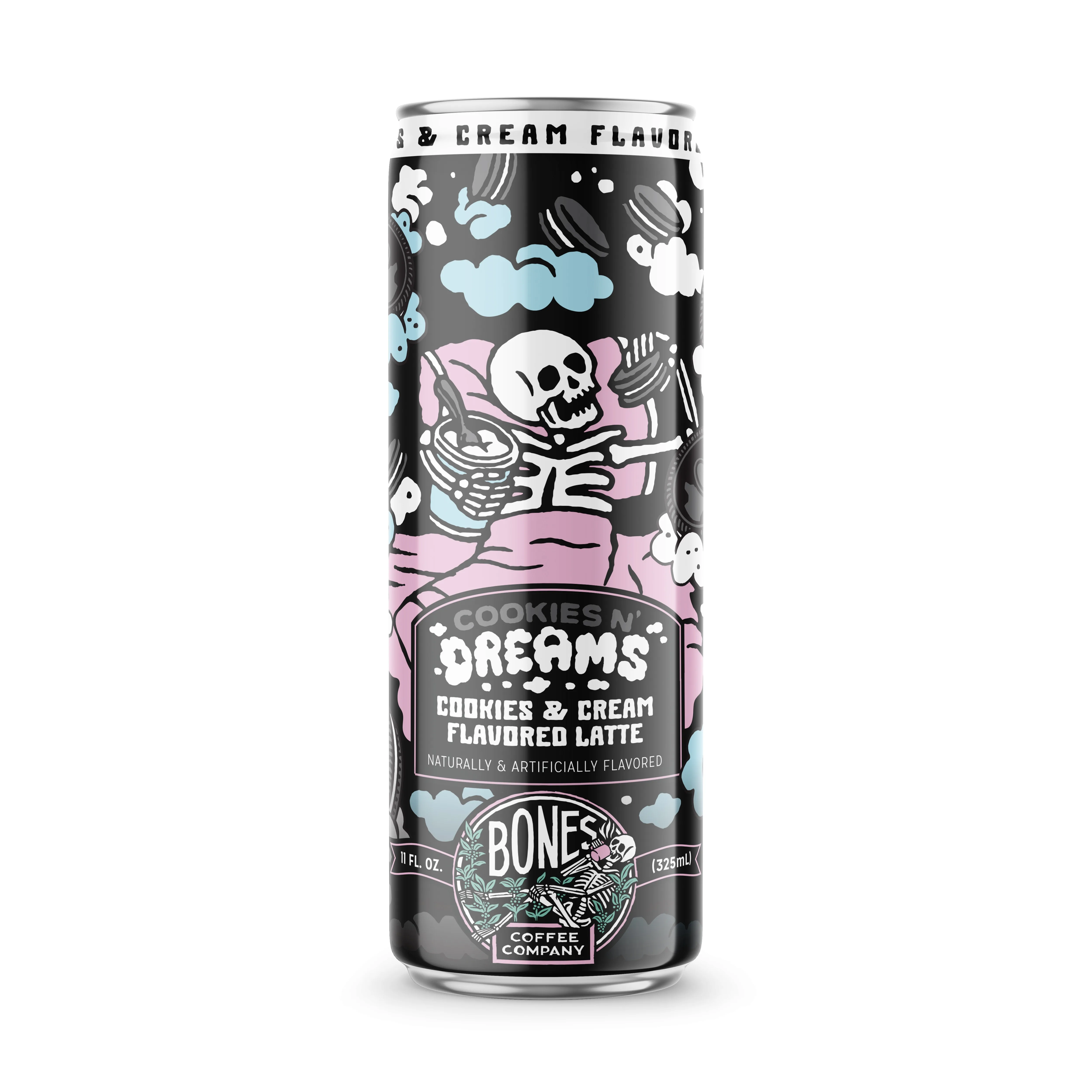 Bones Coffee Ready to Drink Coffee 11 fluid ounce Can Cookies N' Dreams Latte