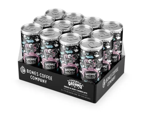 Bones Coffee Ready to Drink Coffee 11 fluid ounce Can Cookies N' Dreams Latte thumbnail 2