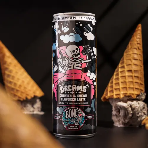 Bones Coffee Ready to Drink Coffee 11 fluid ounce Can Cookies N' Dreams Latte thumbnail 3