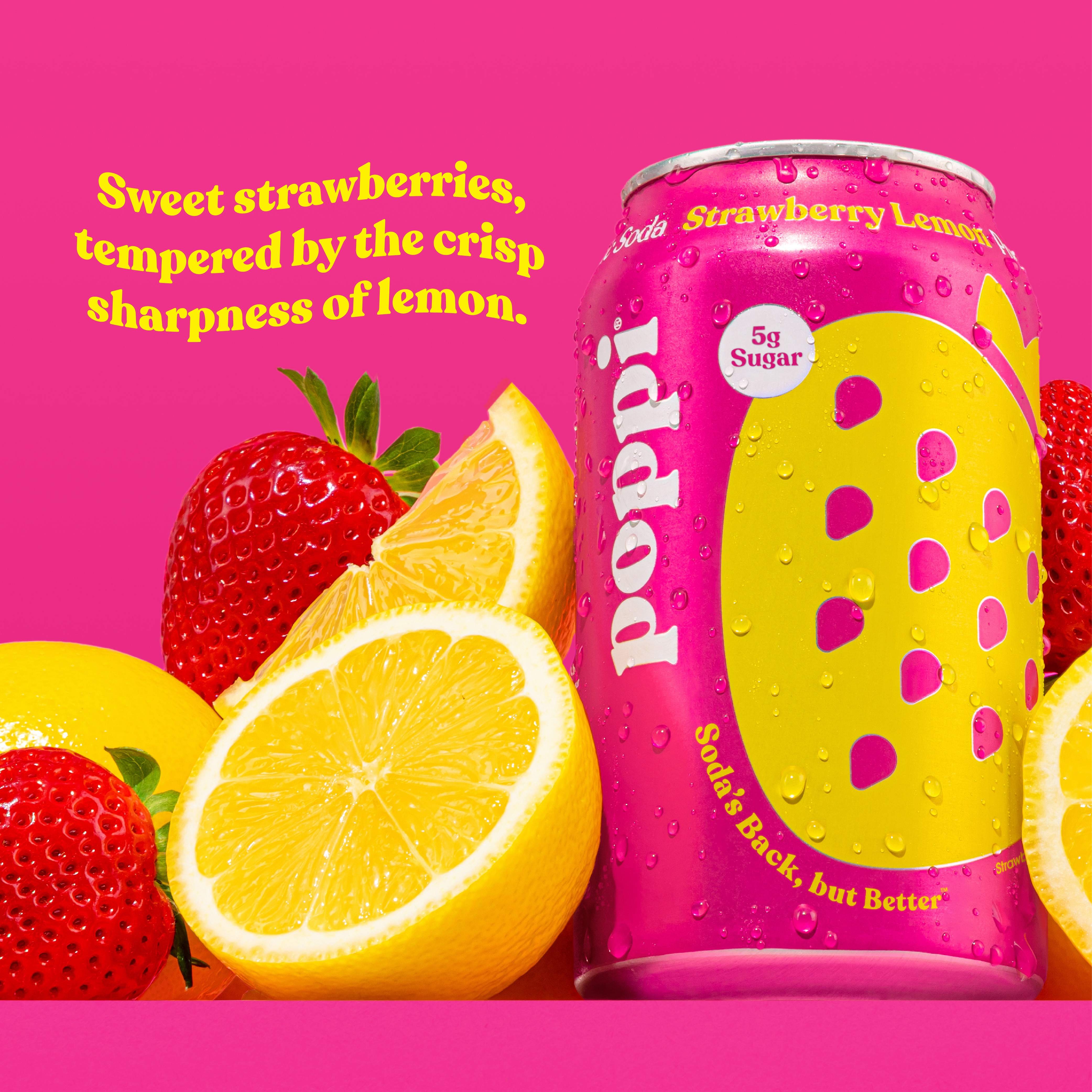 Poppi Strawberry Lemon Prebiotic Soda, 12 oz, 4 Pack Cans thumbnail 3