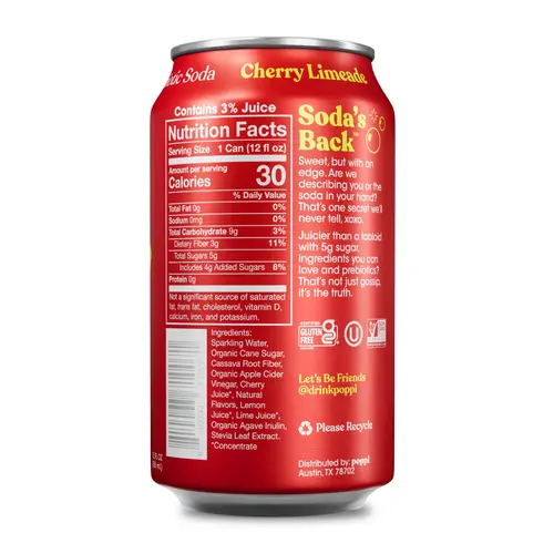 Poppi Cherry Limeade Prebiotic Soda, 12 oz, 1 Pack Can thumbnail 2