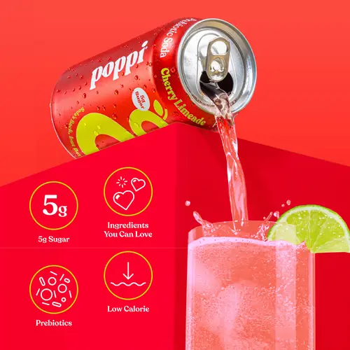 Poppi Cherry Limeade Prebiotic Soda, 12 oz, 4 Pack Cans thumbnail 4