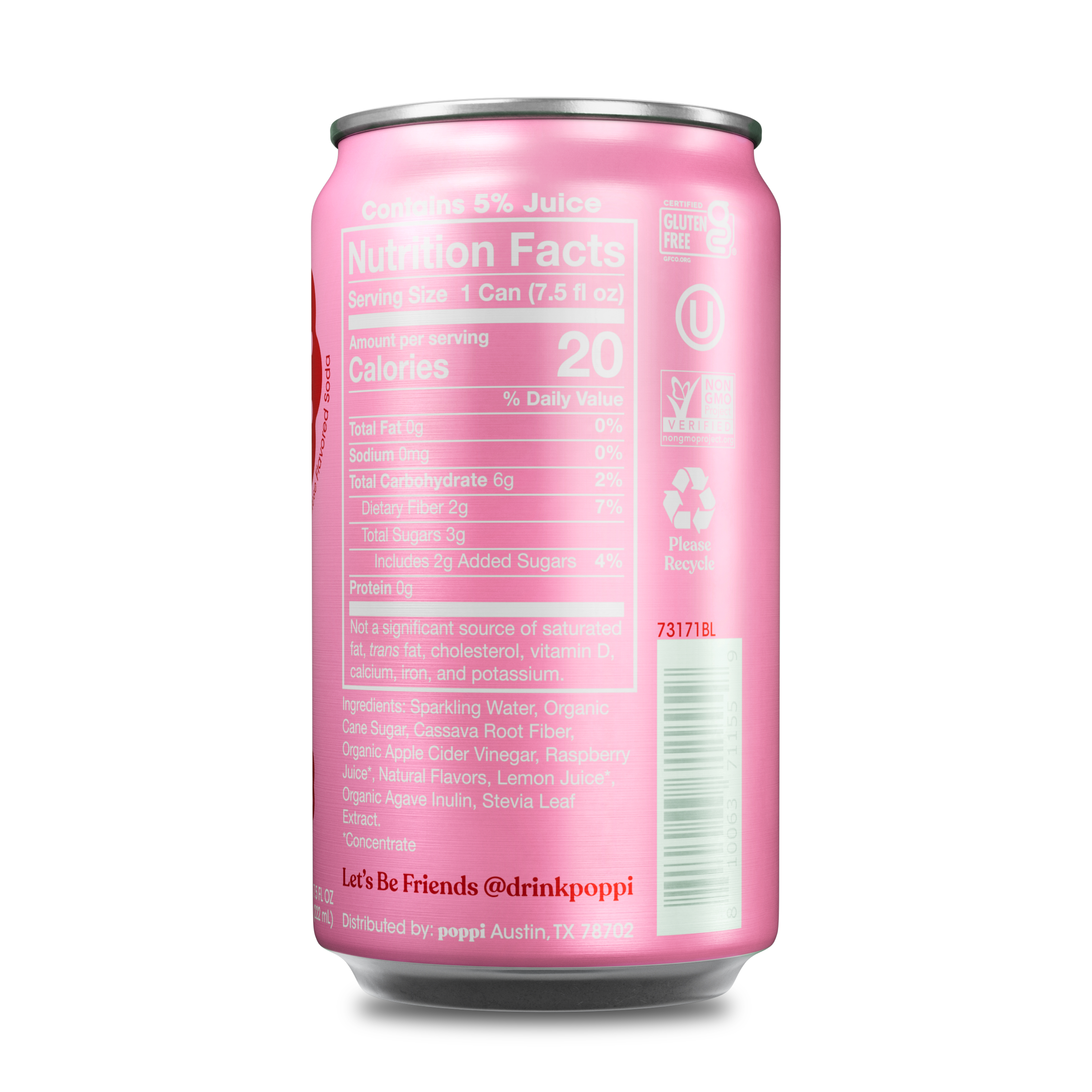 poppi Raspberry Rose 7.5oz Mini Can thumbnail 2