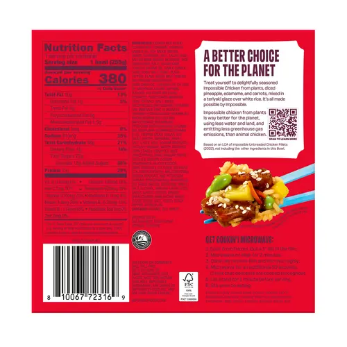 Impossible Bowls, Teriyaki Impossible Chicken, 9oz (Frozen Meal) thumbnail 2