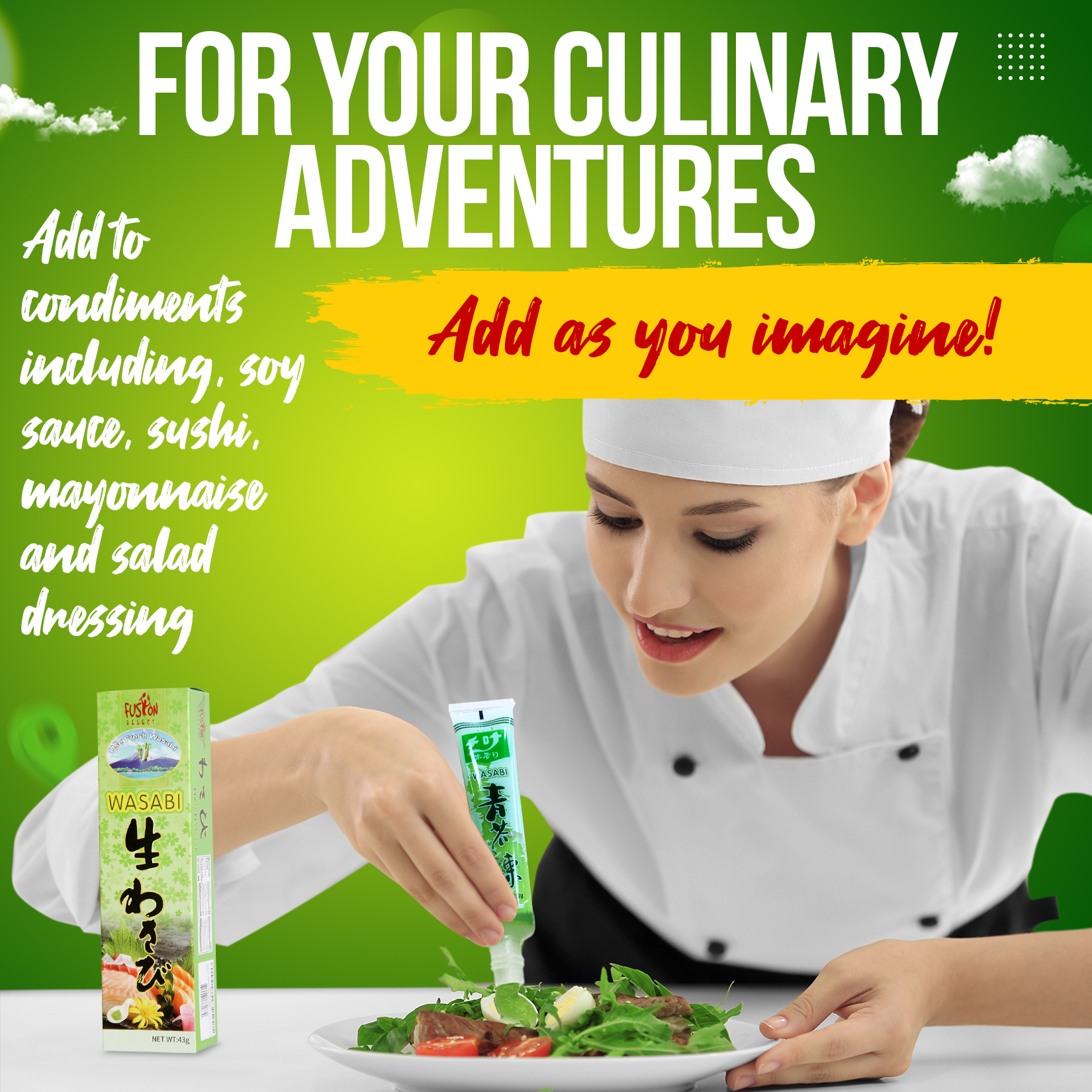 Fusion Select 2 Packs Real Authentic Japanese Wasabi Prepared in Tube for Sushi, Sashimi, Poke Bowl, Japanese Food thumbnail 2