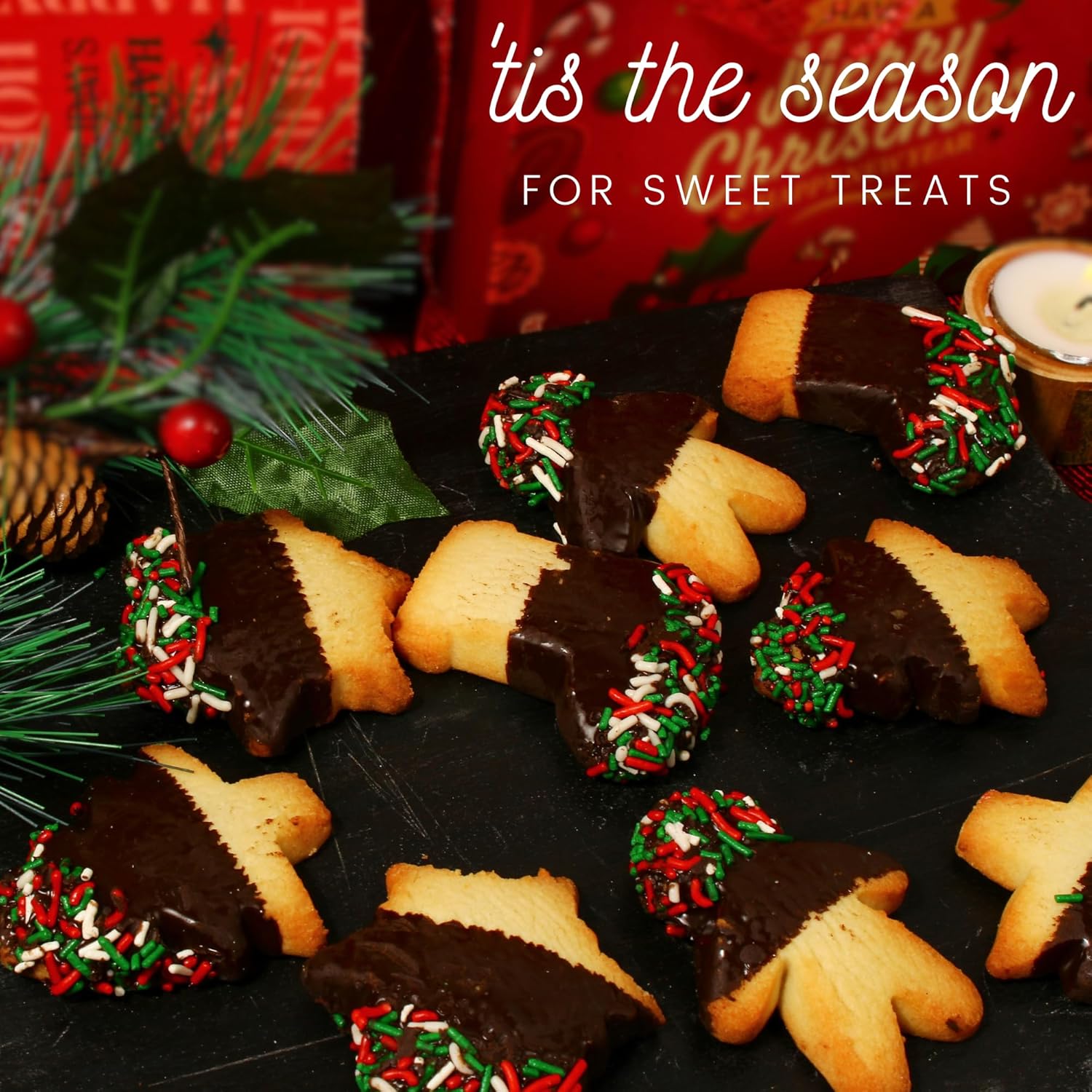 Christmas Cookie Gifts | Holiday Shortbread Cookies | Chocolate Cookies Snowflakes, Christmas Trees, Stocking Stuffers | Nut Fre thumbnail 3