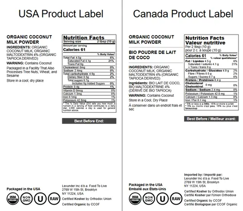 Organic Coconut Milk Powder, 2 Pounds â€” Non-GMO, Vegan, Raw â€” by Food to Live thumbnail 3