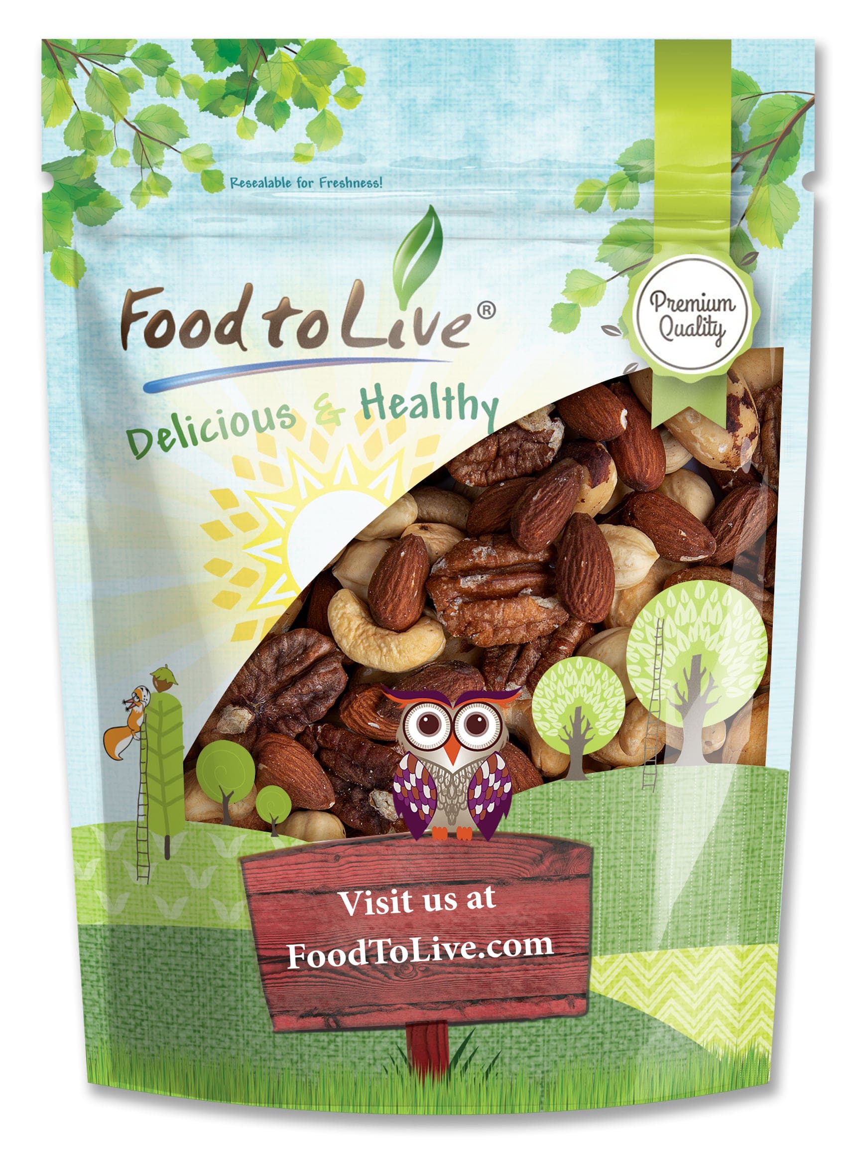 Deluxe Unsalted Nuts Mix, 1 Pound â€” Vegan â€” by Food to Live