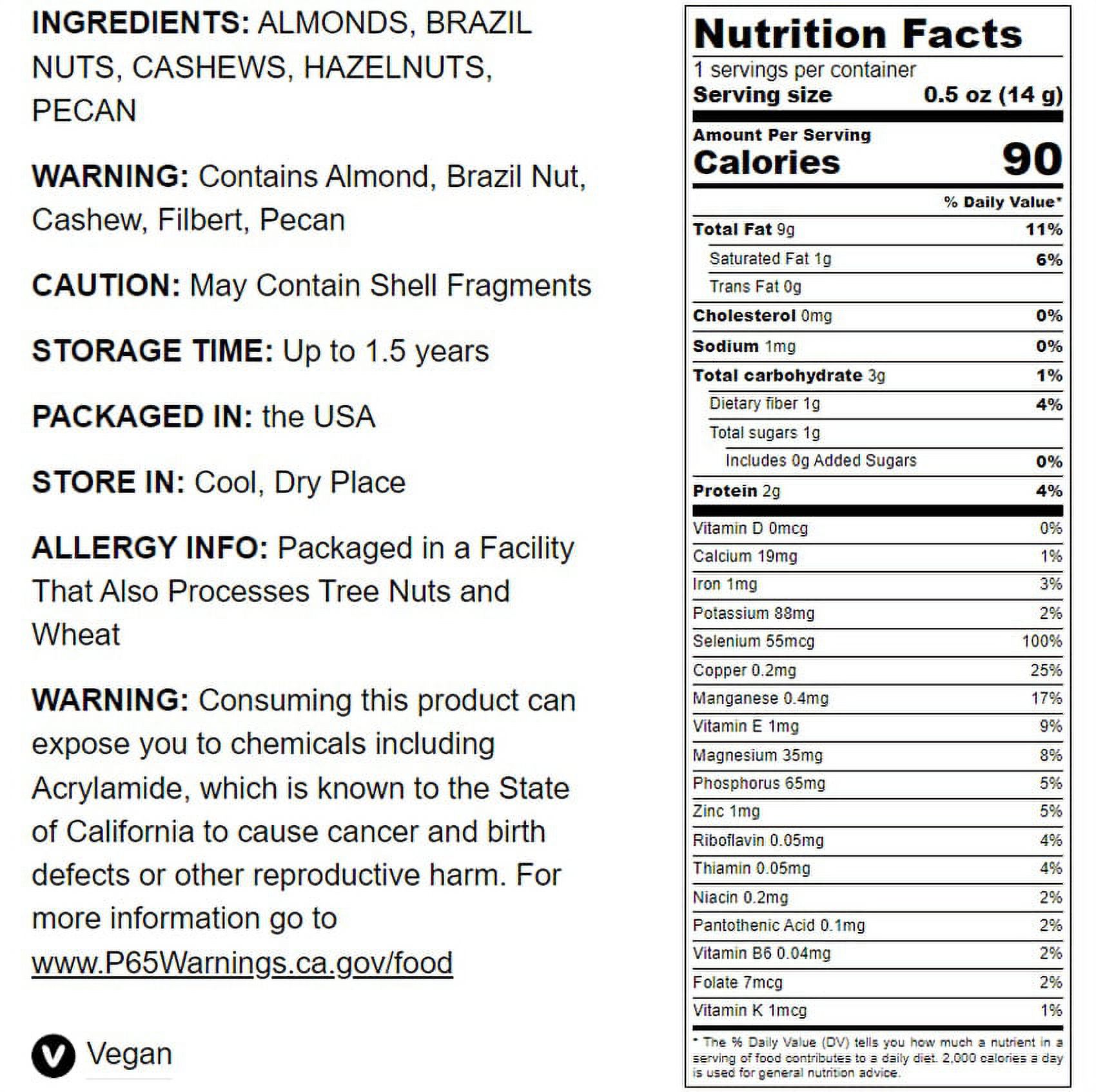 Deluxe Unsalted Nuts Mix, 1 Pound â€” Vegan â€” by Food to Live thumbnail 4