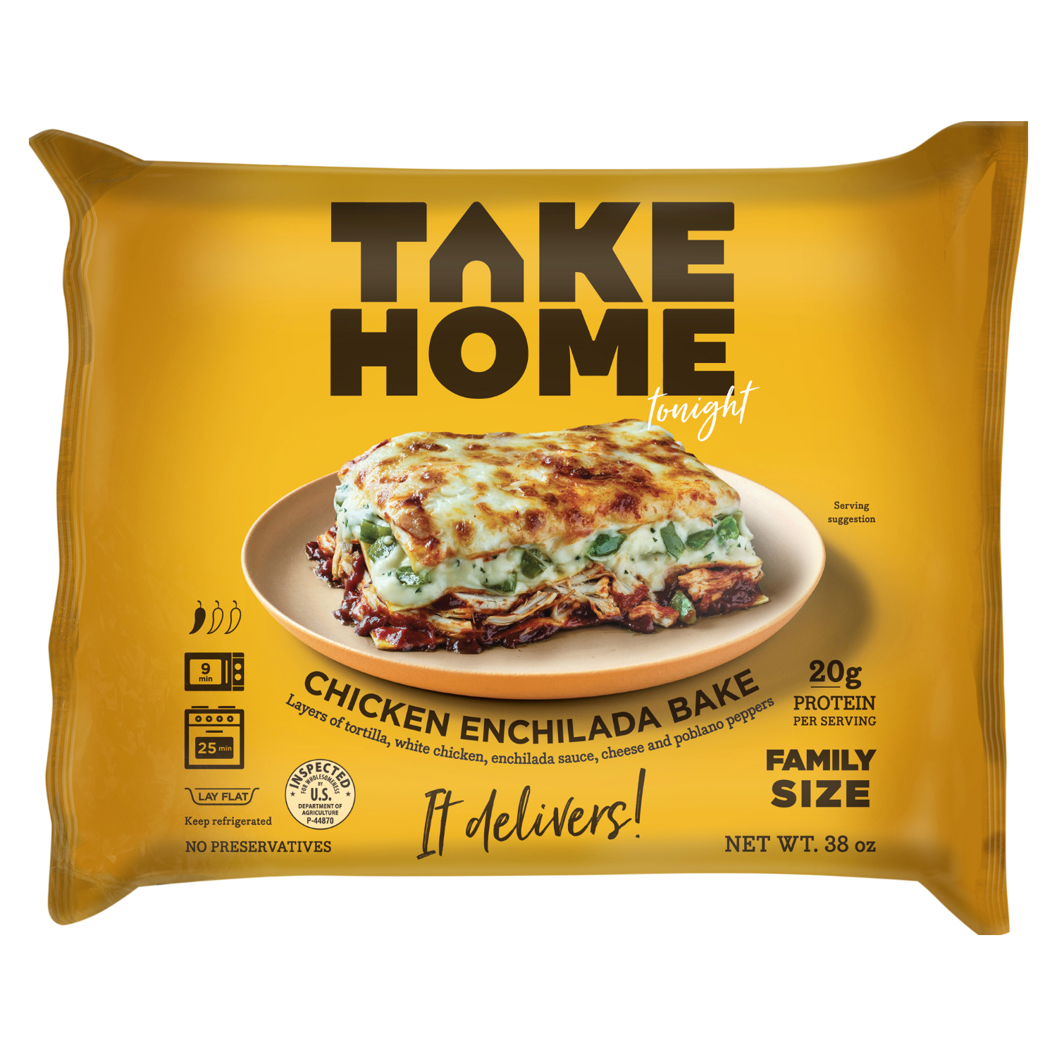 Take Home Tonight Chicken Enchilada Bake, Family Size, 38 oz, Refrigerated thumbnail 4