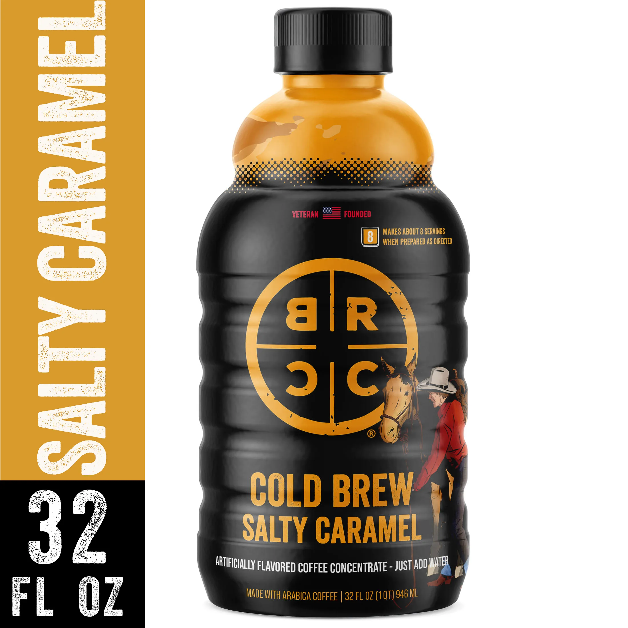 Black Rifle Coffee Company Salty Caramel Cold Brew Iced Flavored Coffee Concentrate Drink for Instant Energy, 32 oz