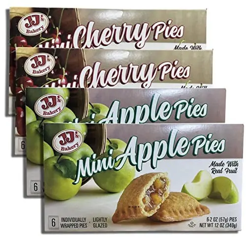 JJ's Mini Apple and Cherry Fruit Pies Combo Value Pack   | 6 Count Box | Pack Of 4 (24 Pies Total)