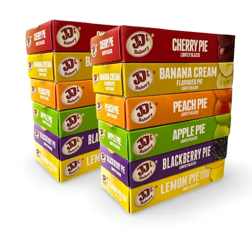 JJ's Bakery Glazed Pie Fruit Flavored Variety Pack   4 Ounce Individually Boxed | Pack of 12