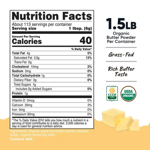 Nutricost Organic Grass-Fed Butter Powder (1.5 LB) - GMO-Free, Gluten-Free thumbnail 2