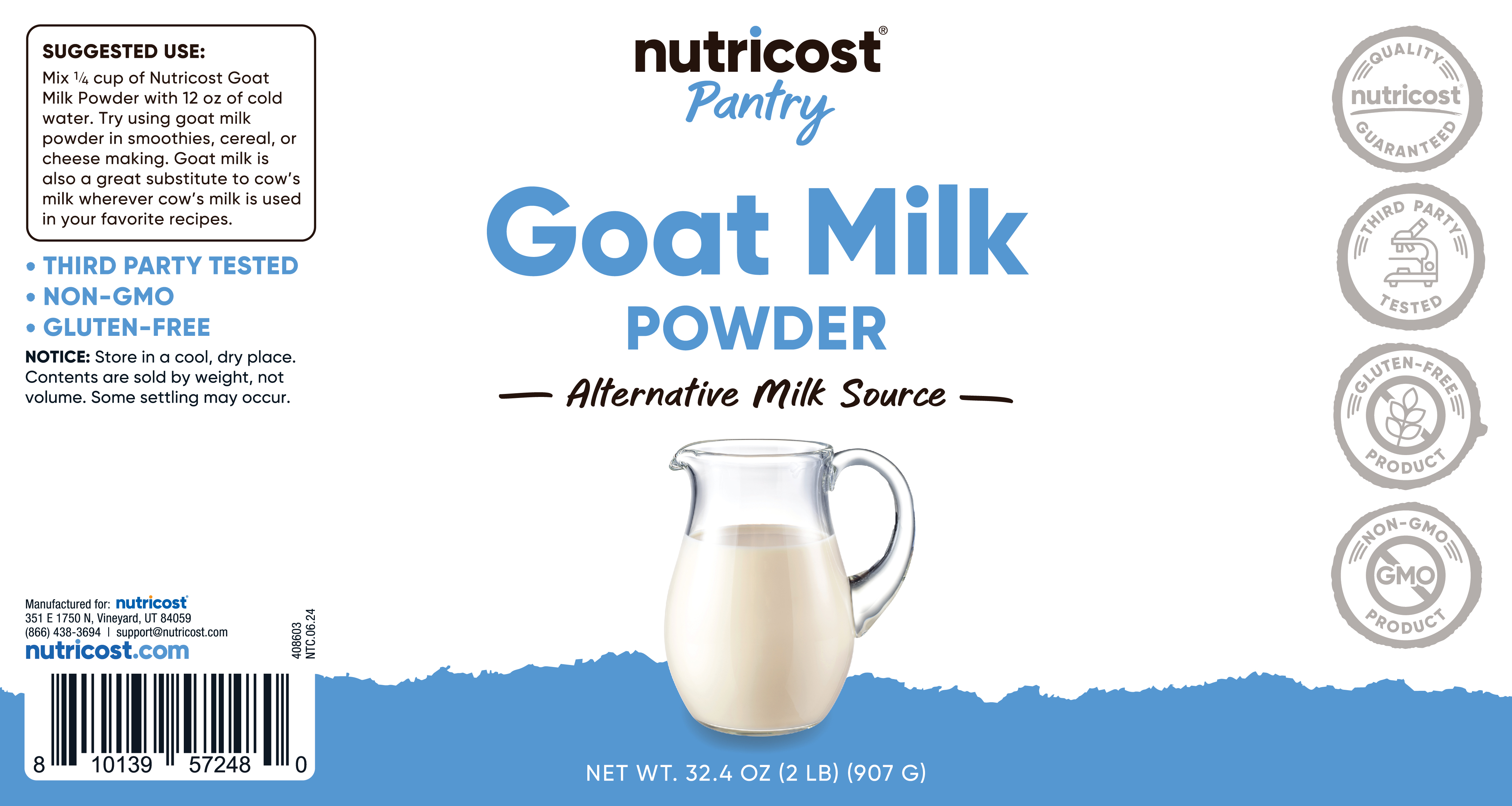 Nutricost Goat Milk Powder 2 LB Unflavored - Gluten-Free, Non-GMO thumbnail 2
