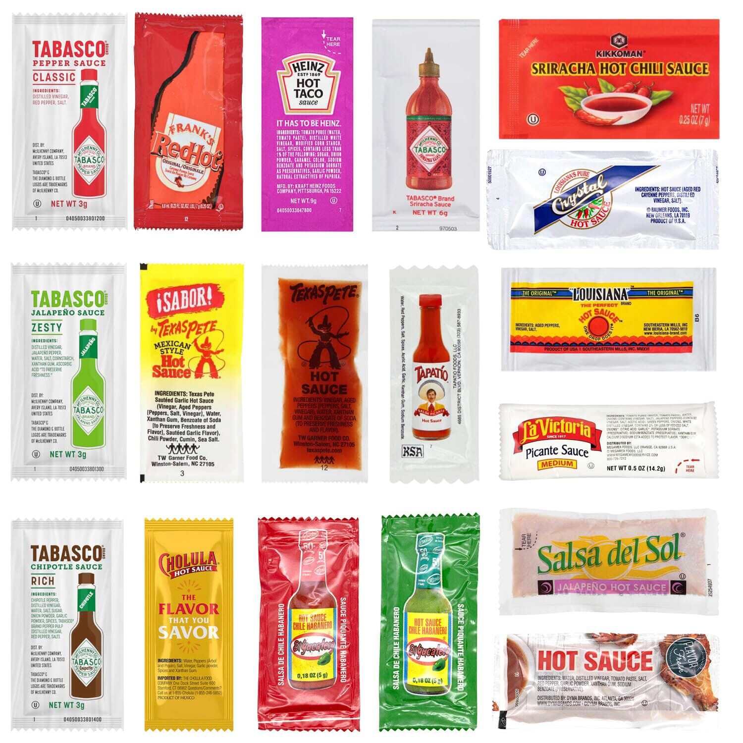 Snackathon Hot Sauce Packet Variety (18 Flavors, 90 Packets)
