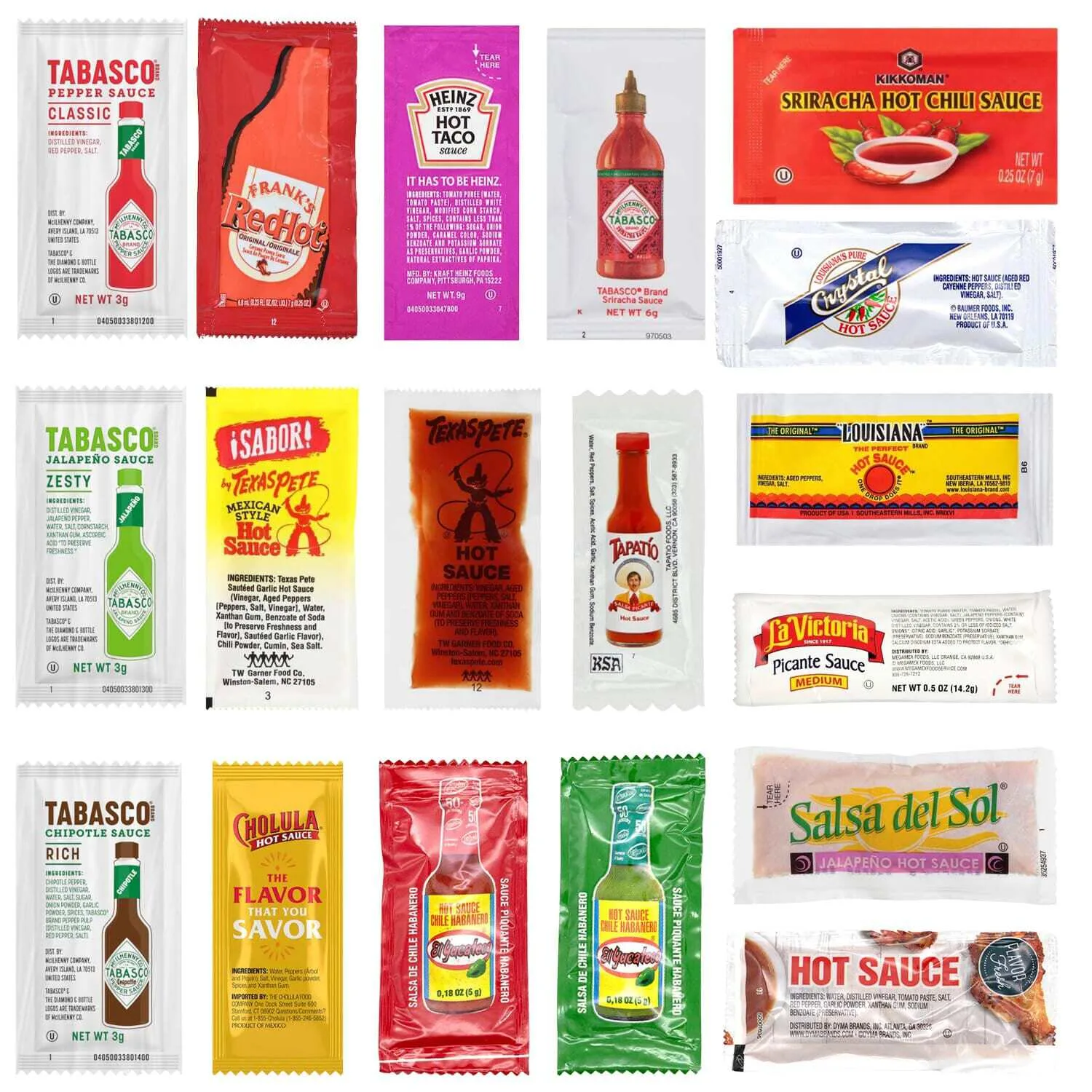 Snackathon Hot Sauce Packet Variety (18 Flavors, 90 Packets)