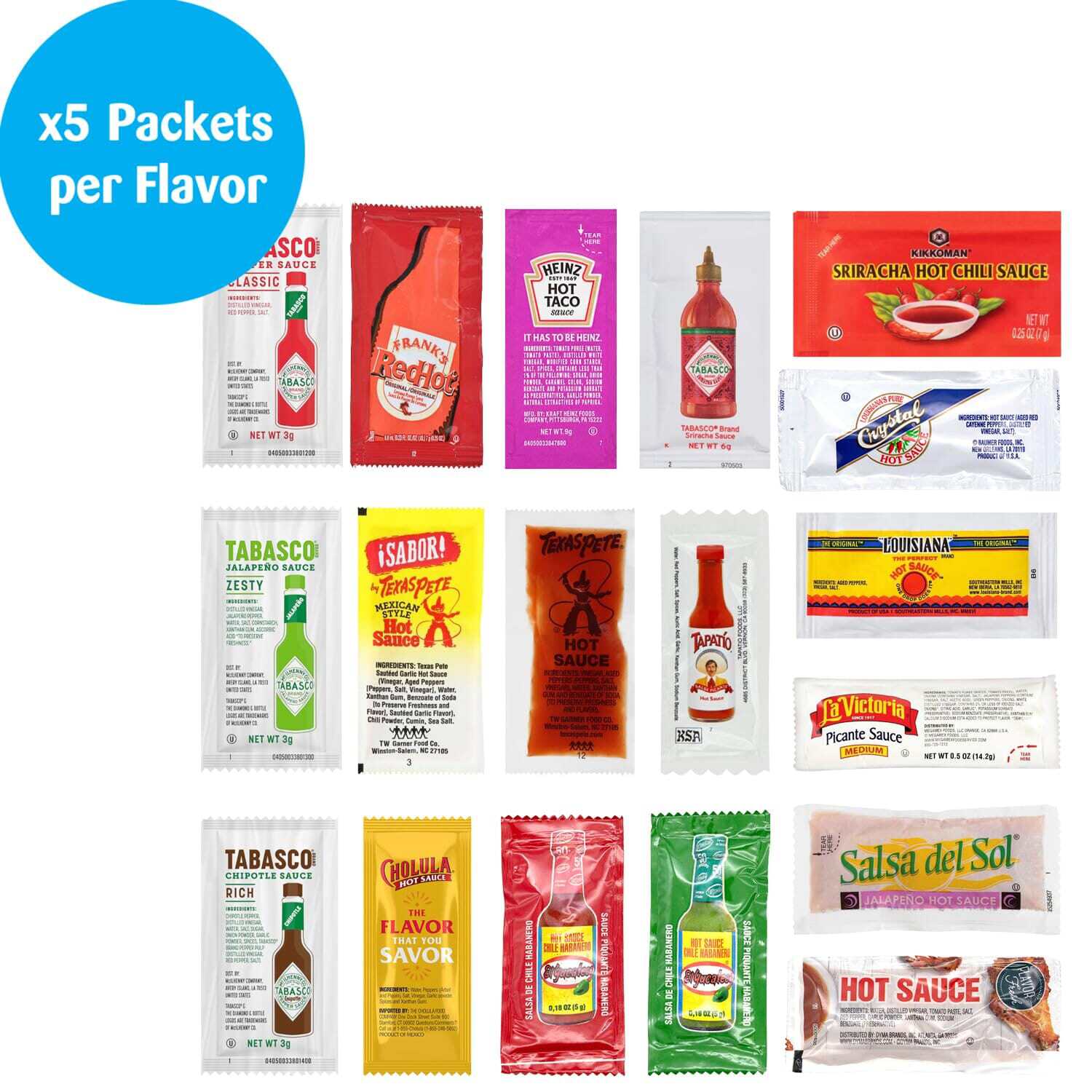 Snackathon Hot Sauce Packet Variety (18 Flavors, 90 Packets) thumbnail 2
